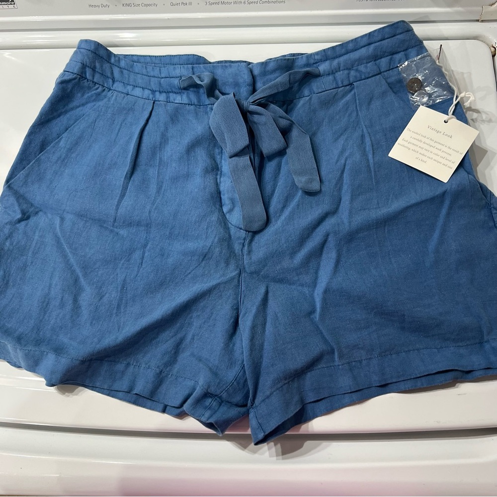 Artisan NY 100% Wm 8 100% Linen Shorts tie 4" inseam Boho Coastal Casual NWT